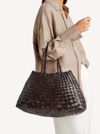 Dragon Diffusion Dark Brown Santa Croce Large Woven Bag