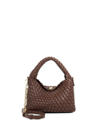 Dune London Dark Brown Dinky deliberate Mini Woven Slouch Bag
