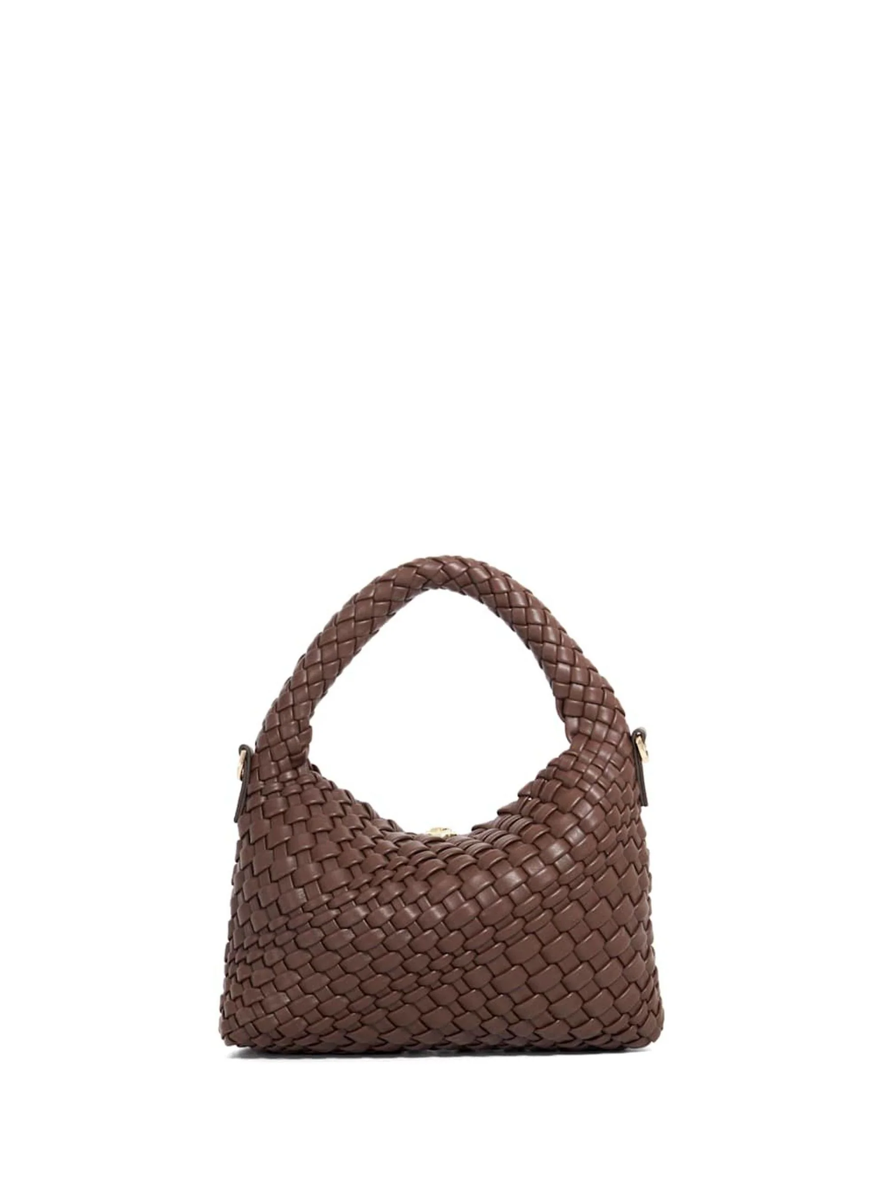 Dune London Dark Brown Dinky deliberate Mini Woven Slouch Bag