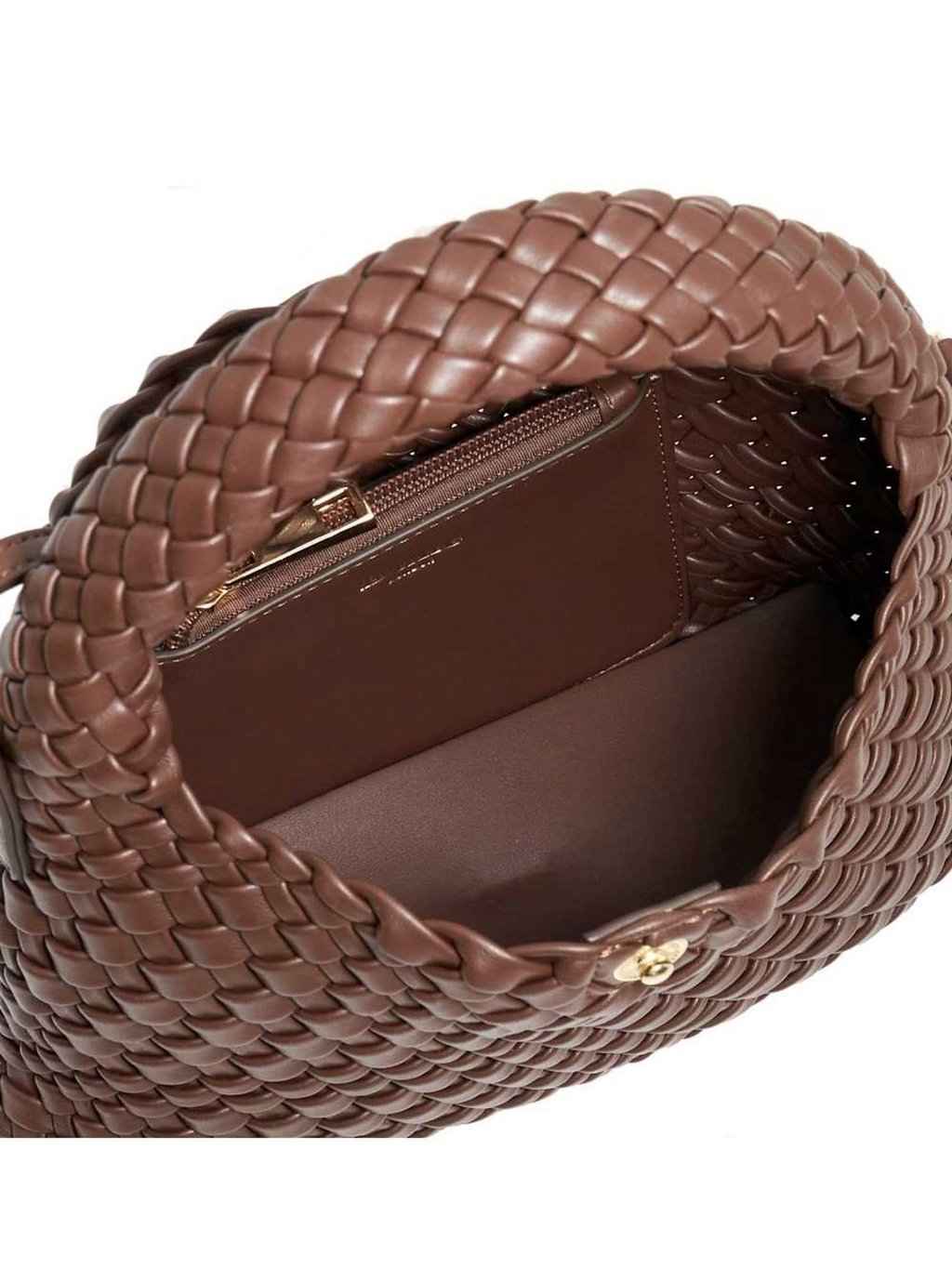 Dune London Dark Brown Dinky deliberate Mini Woven Slouch Bag