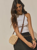 Natural Raffia Effect Cross-Body Bag