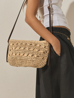 Natural Raffia Effect Cross-Body Bag